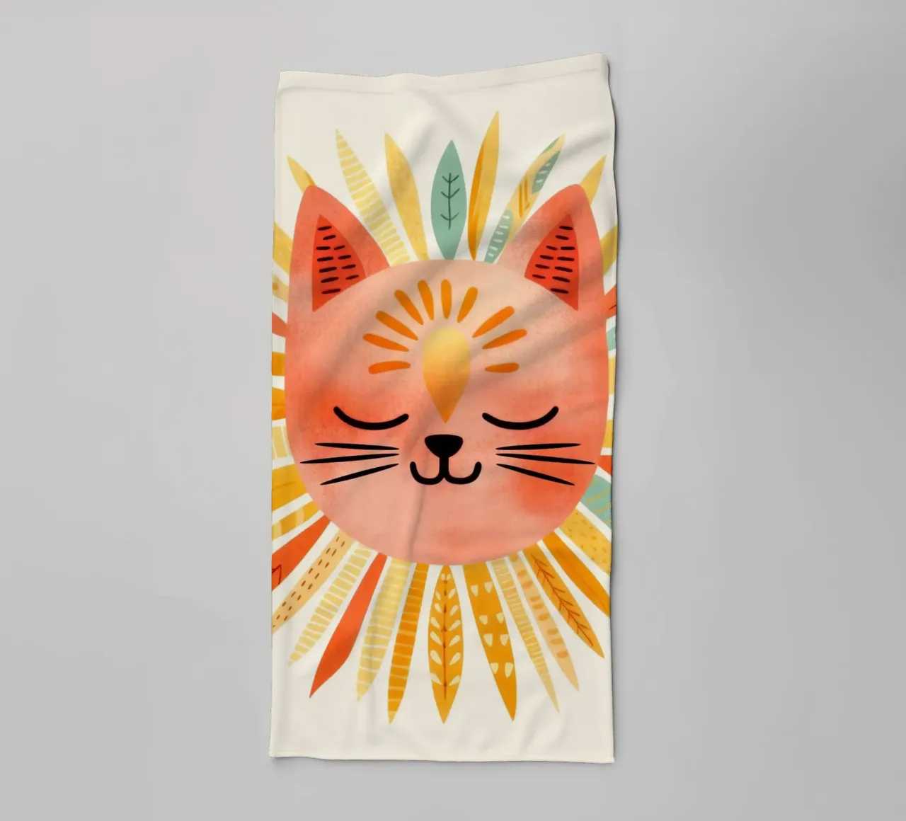Whimsical Cat Smiling Face towel by Andrea Haase Modern Home