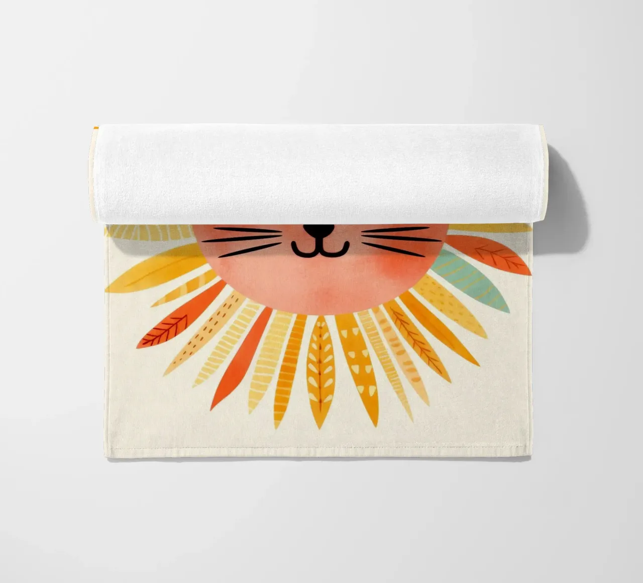 Whimsical Cat Smiling Face beach towel by Andrea Haase Modern Home
