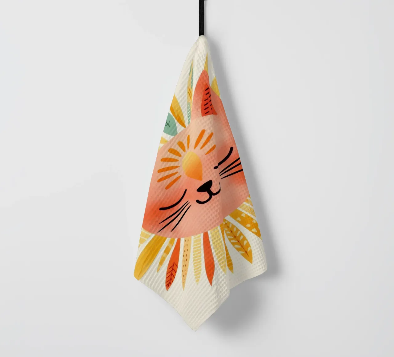 Whimsical Cat Smiling Face tea towel by Andrea Haase Modern Home
