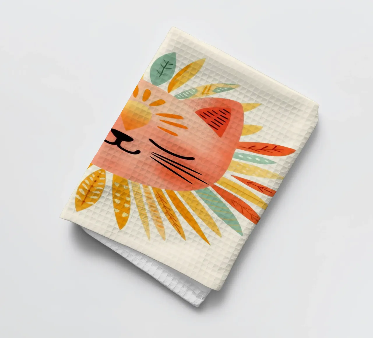 Whimsical Cat Smiling Face tea towel by Andrea Haase Modern Home