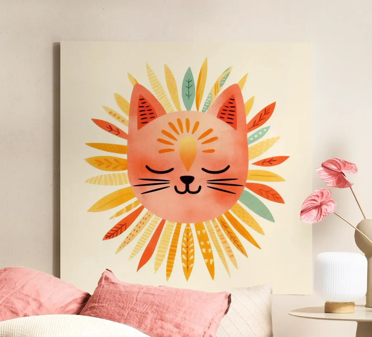 Whimsical Cat Smiling Face canvas with Floater frame by Andrea Haase Modern Home