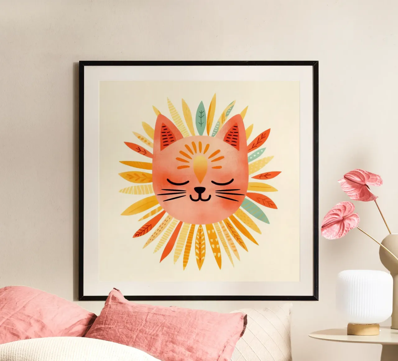 Whimsical Cat Smiling Face hahnemühle by Andrea Haase Modern Home