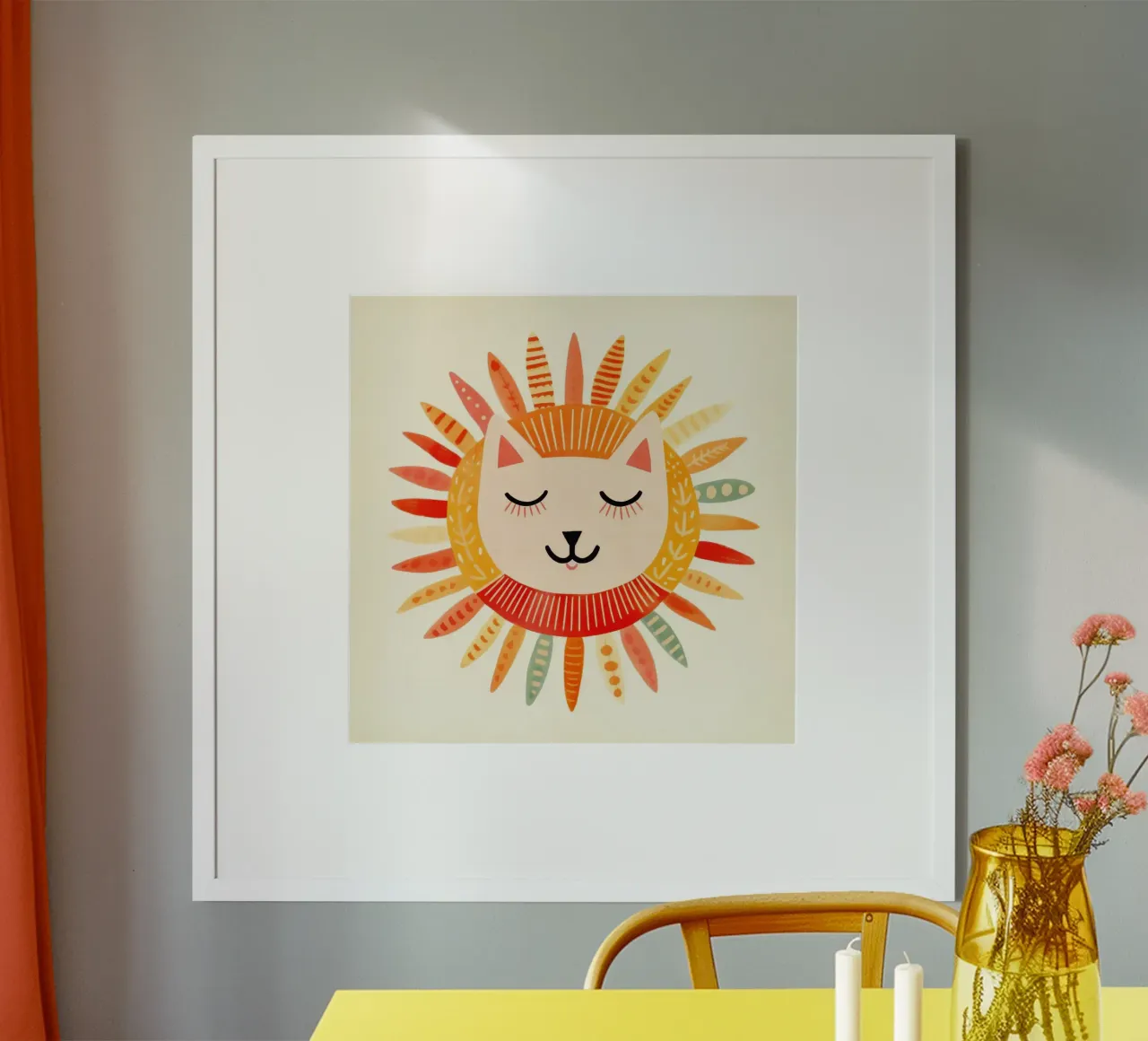 Gatto carino che sorride poster con telaio in alluminio da Andrea Haase Modern Home
