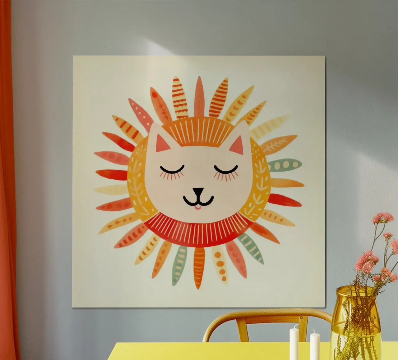 Gatto carino che sorride poster con telaio in alluminio da Andrea Haase Modern Home