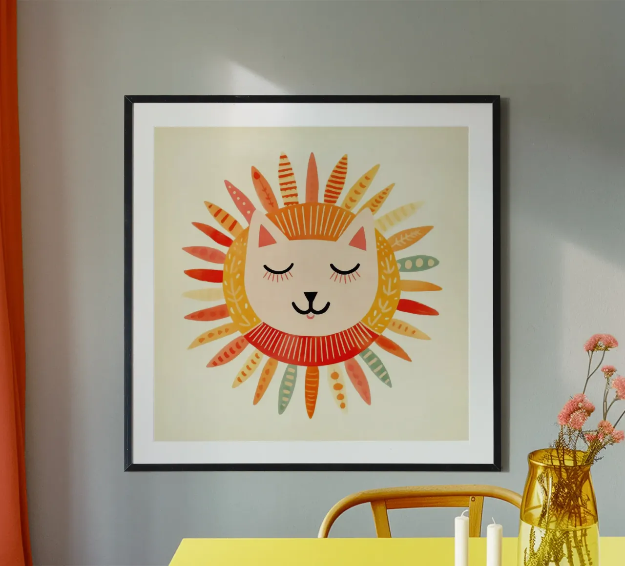Gatto carino che sorride poster con telaio in alluminio da Andrea Haase Modern Home