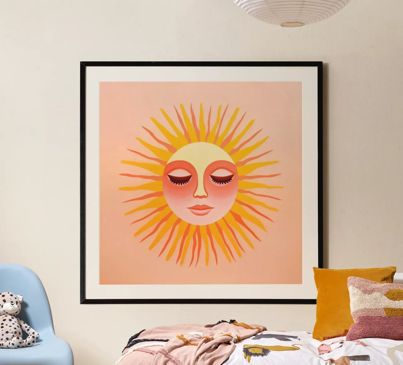 Volto celeste del sole poster con telaio in plastica da Andrea Haase Modern Home