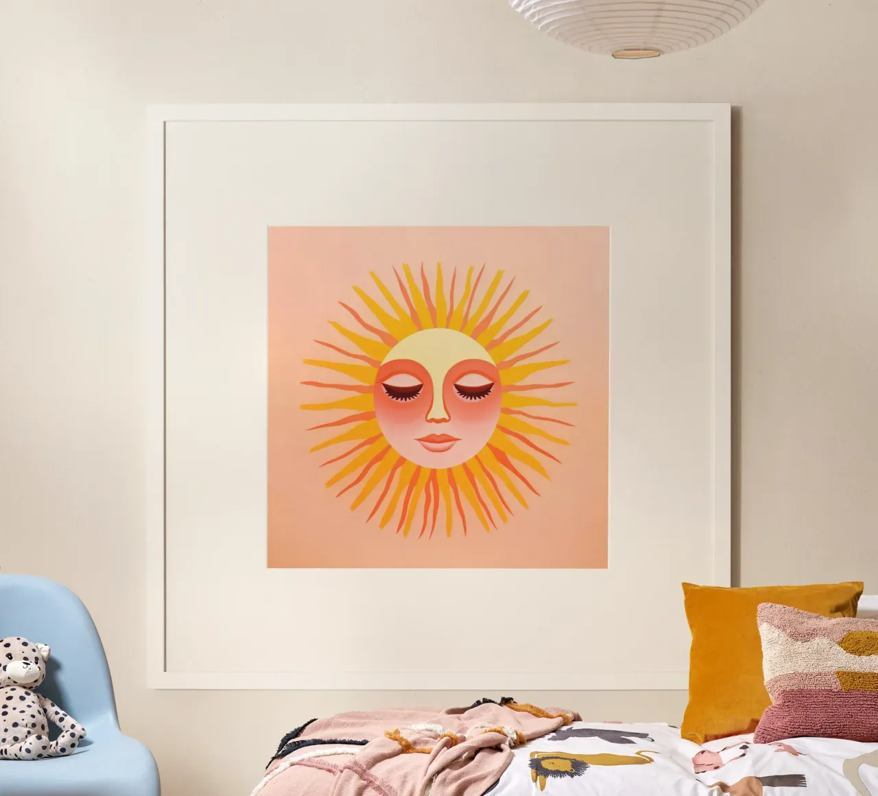 Volto celeste del sole poster con telaio in plastica da Andrea Haase Modern Home