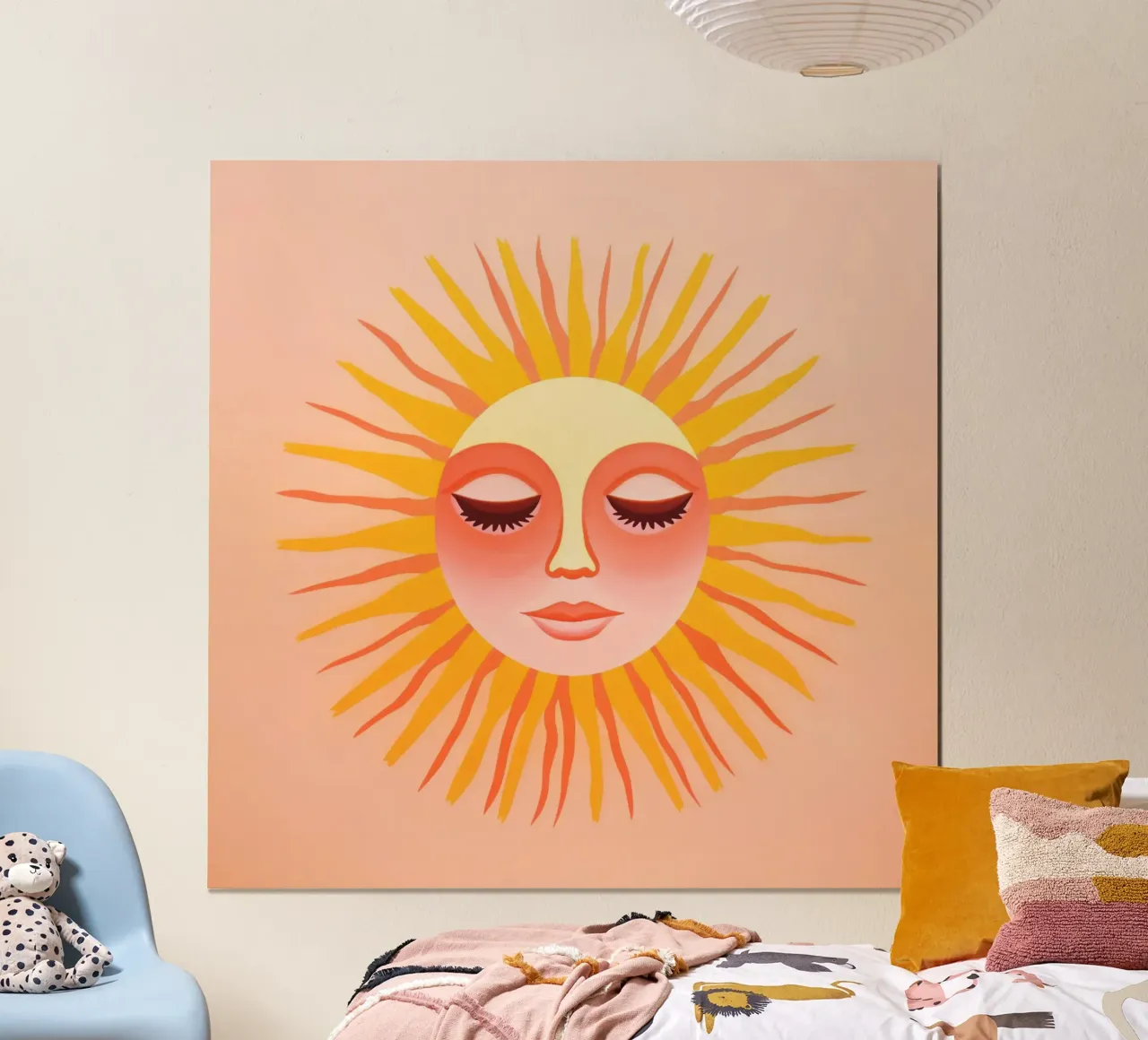 Volto celeste del sole poster con telaio in plastica da Andrea Haase Modern Home