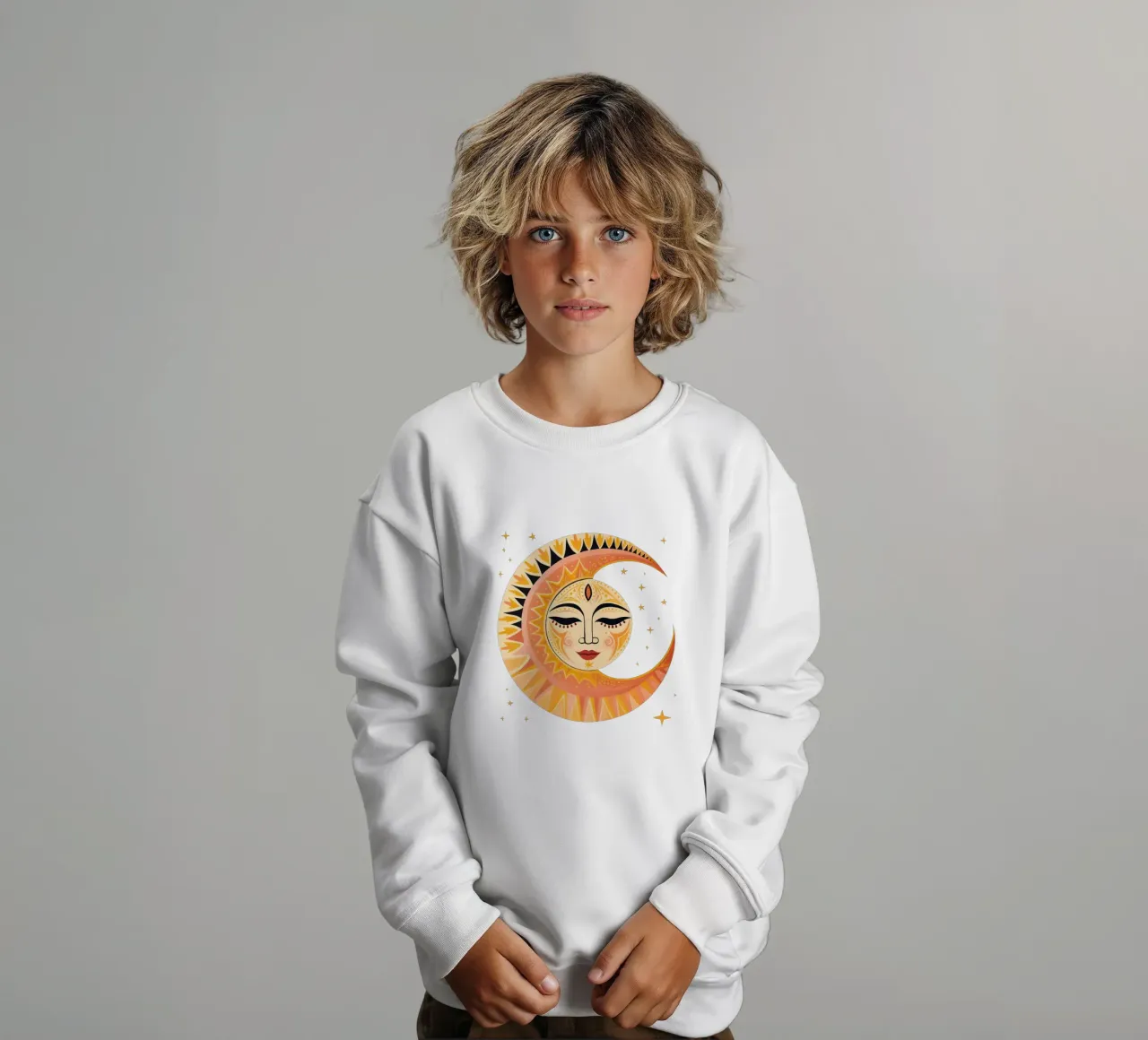 Sole Celeste Faccia di Luna felpa bambino da Andrea Haase Modern Home