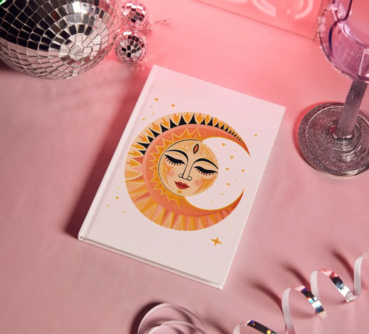 Celestial Sun Moon Face notebook by Andrea Haase Modern Home