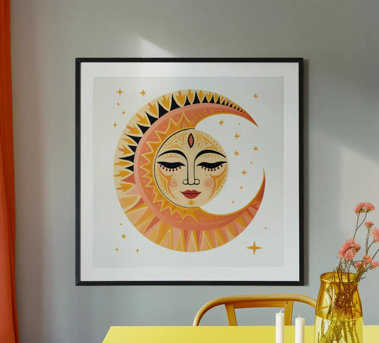 Sole Celeste Faccia di Luna carta hahnemühle da Andrea Haase Modern Home