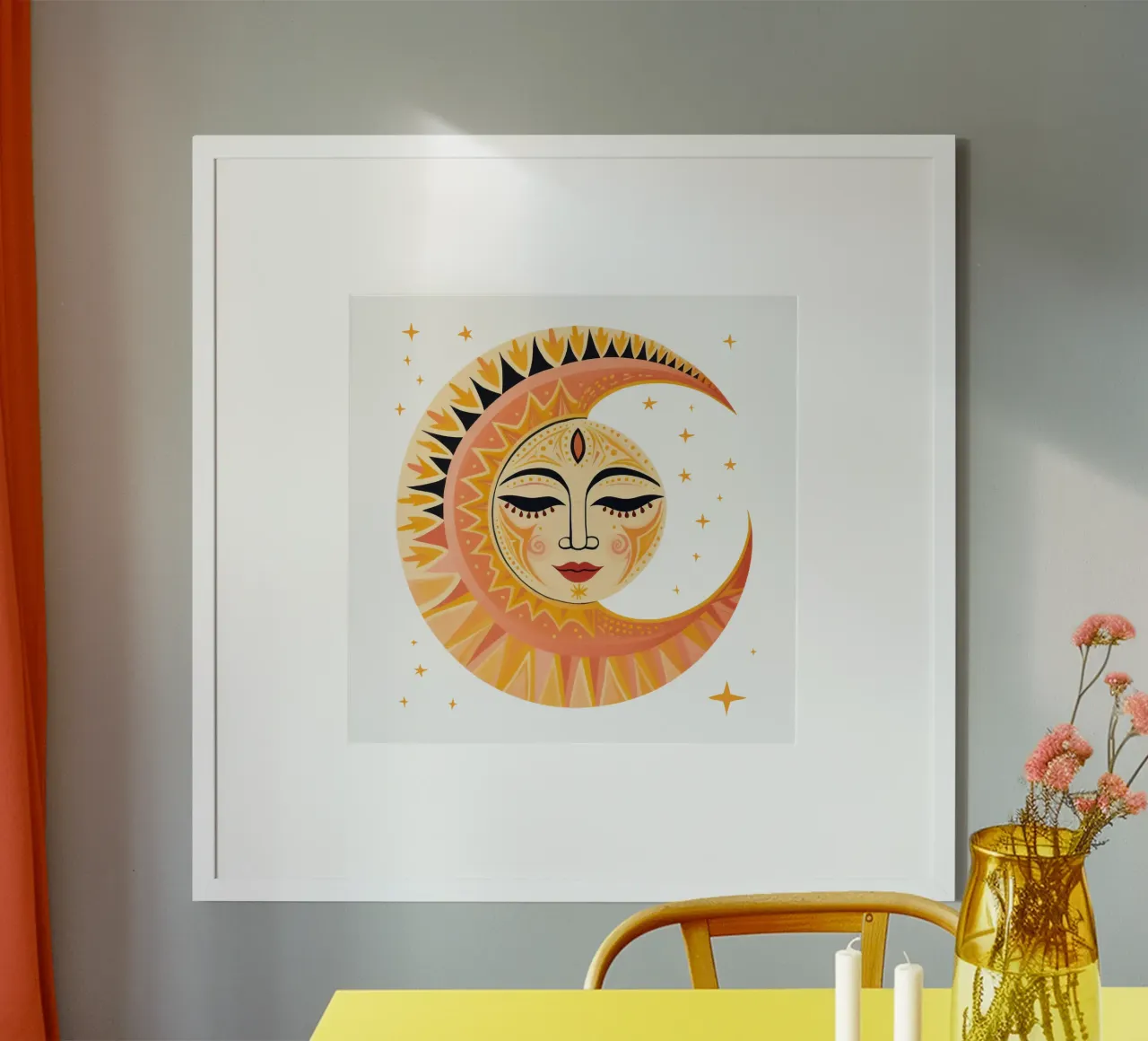 Sole Celeste Faccia di Luna carta hahnemühle da Andrea Haase Modern Home