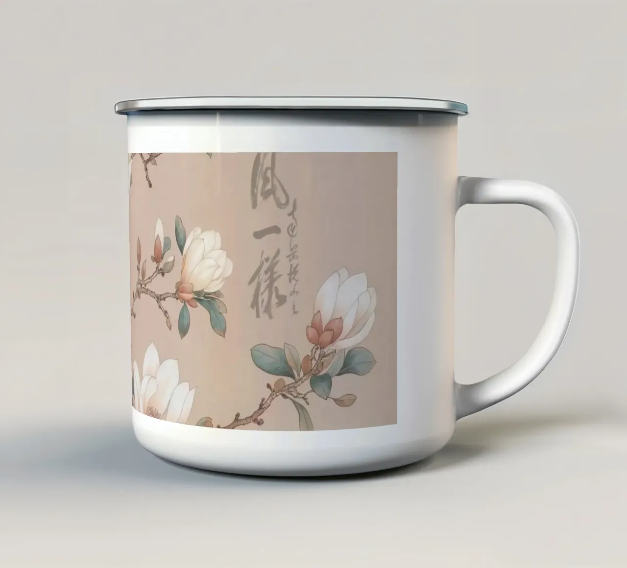 Chinoiserie Magnolia Vintage Botanical tazza in smalto da Andrea Haase Vintage World