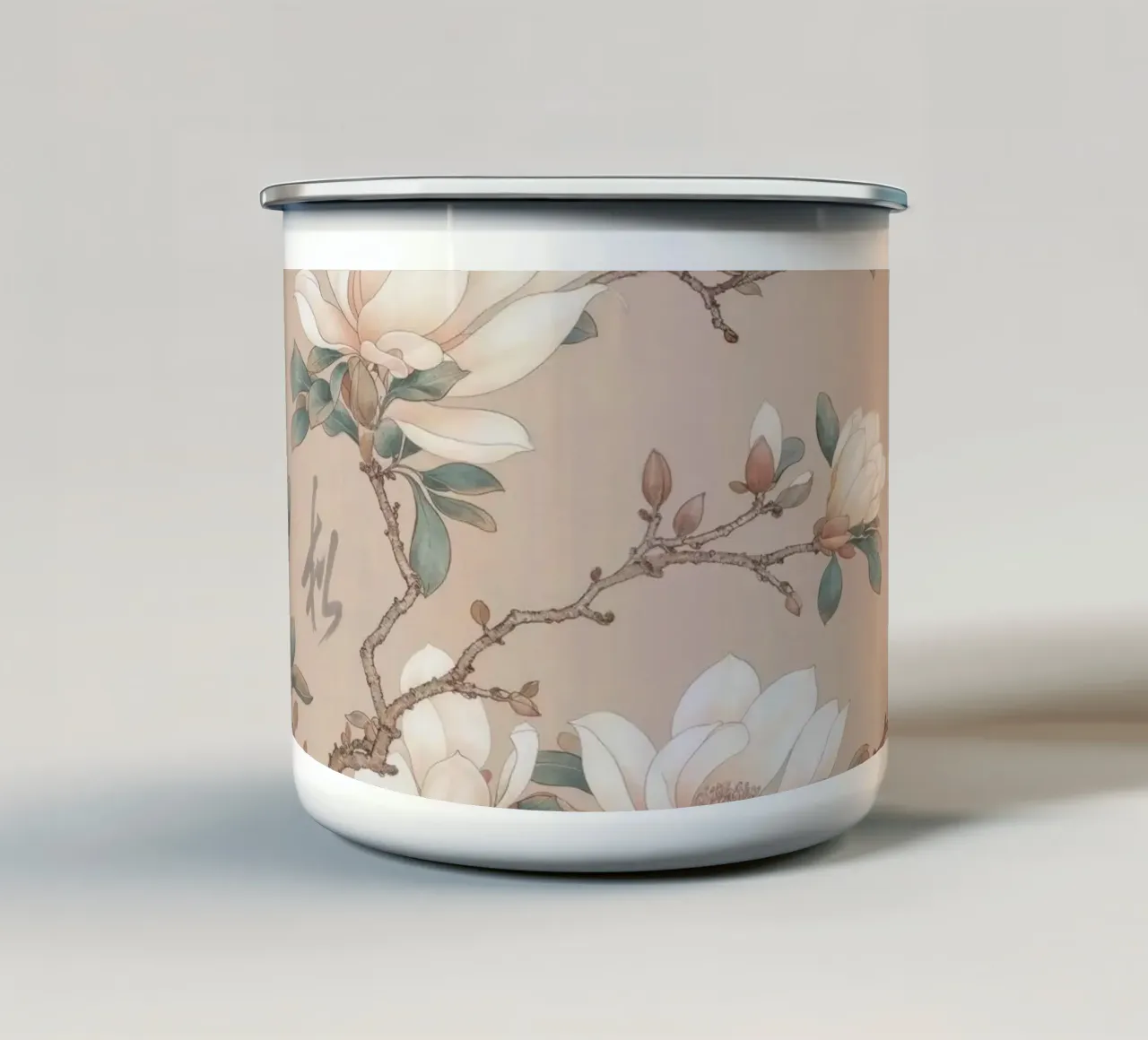 Chinoiserie Magnolia Vintage Botanical tazza in smalto da Andrea Haase Vintage World