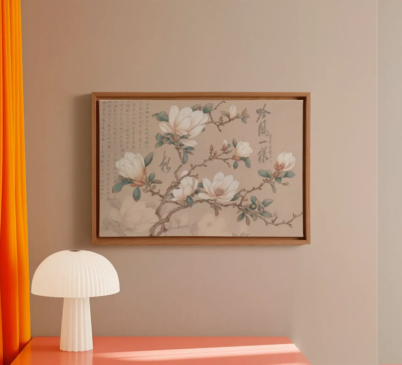 Chinoiserie Magnolia Vintage Botanisch canvas met Baklijst van Andrea Haase Vintage World