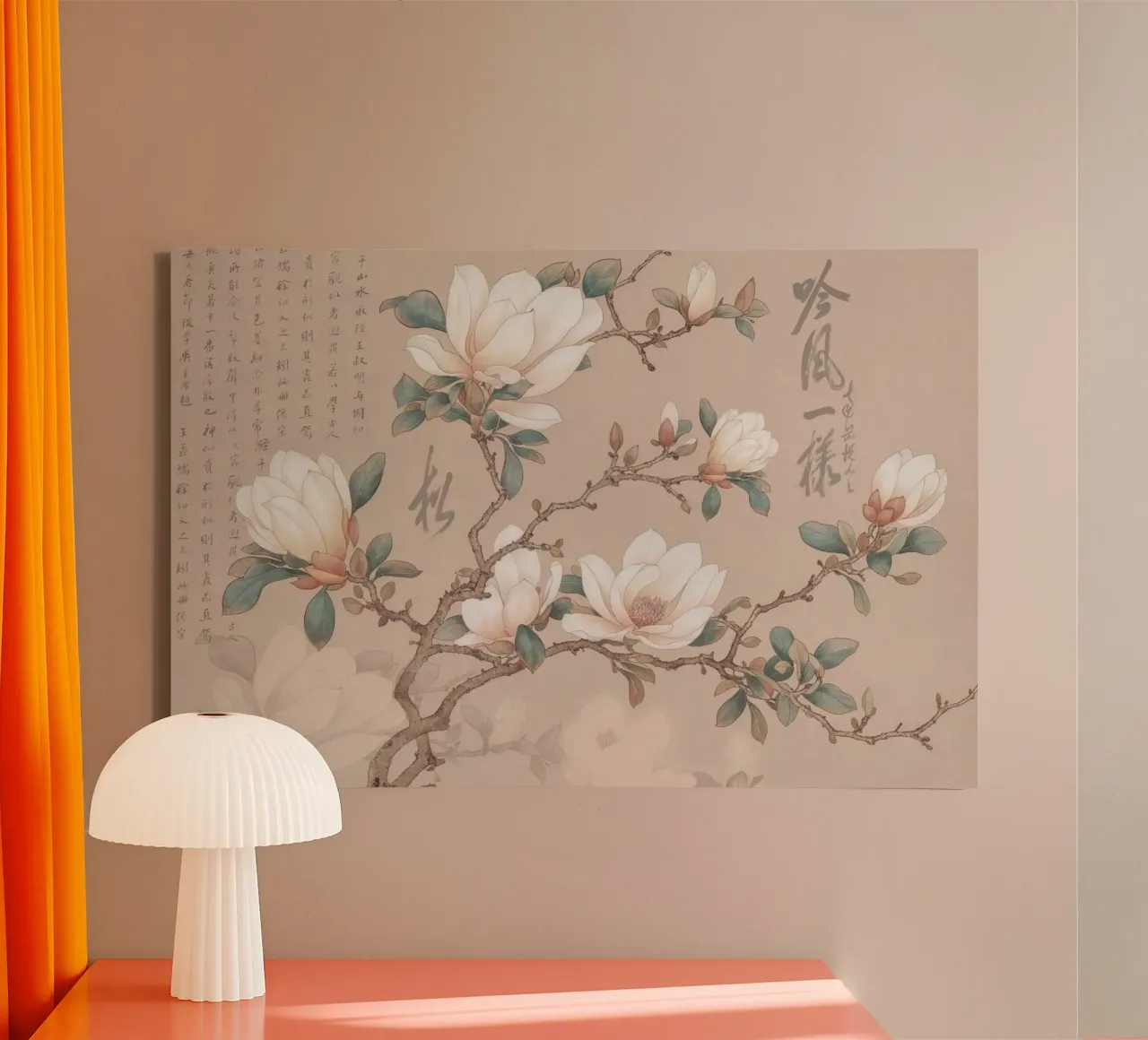 Chinoiserie Magnolia Vintage Botanisch canvas met Baklijst van Andrea Haase Vintage World