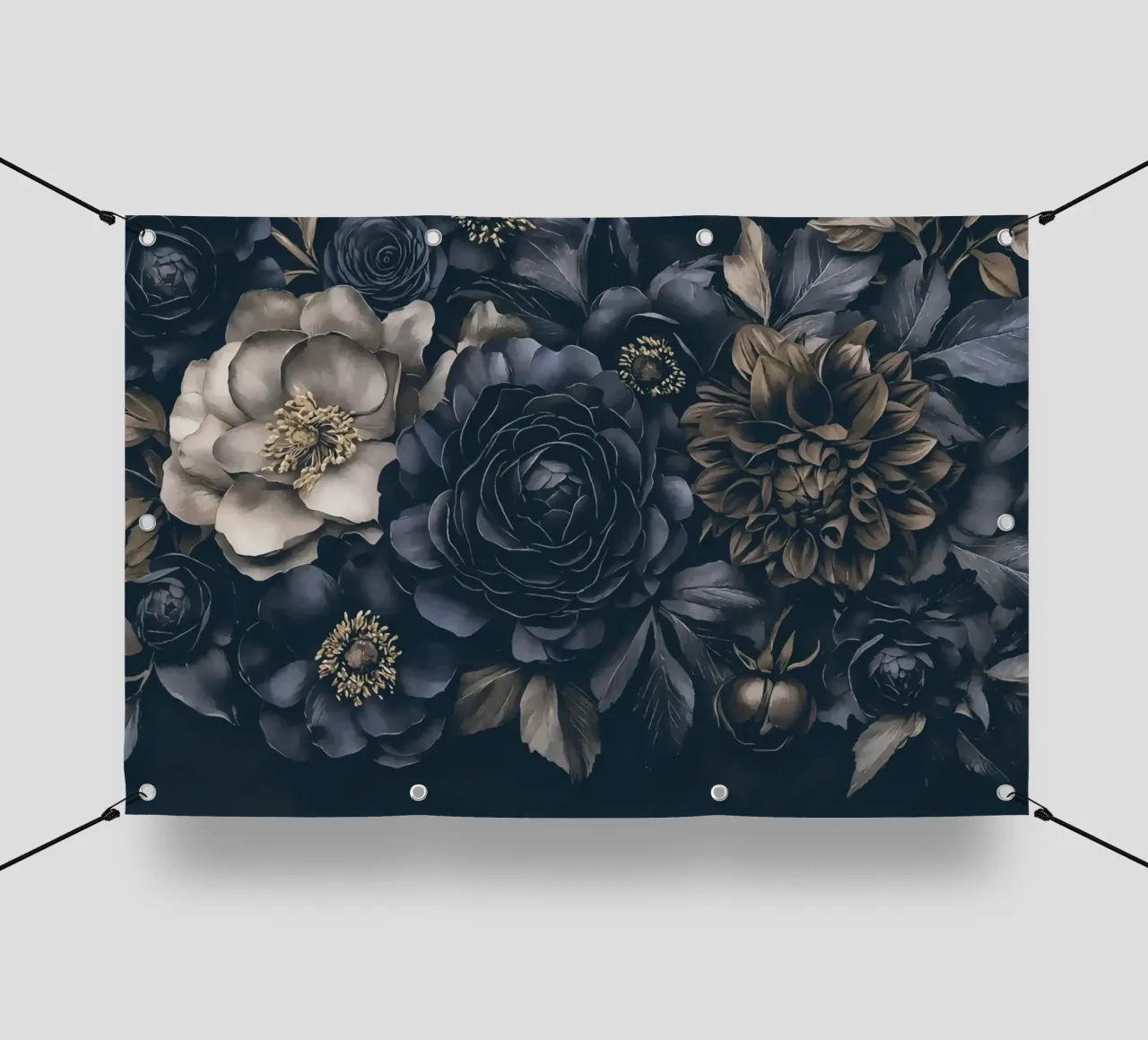 Bouquet barocco blu notte telo in pvc da Andrea Haase Floral Passion