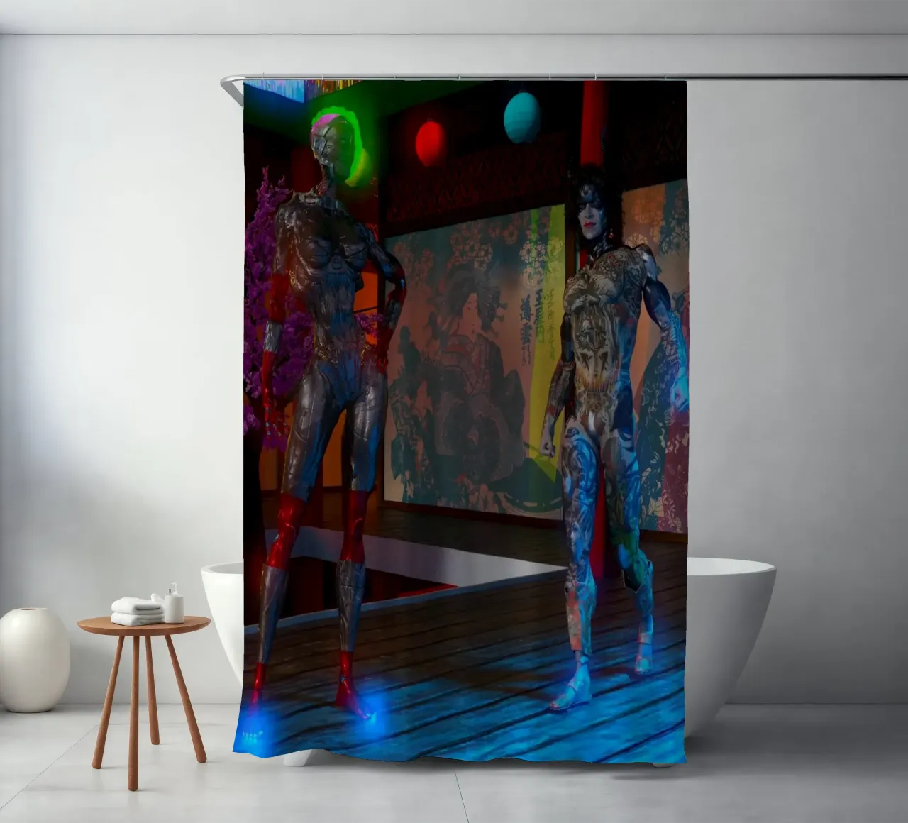 Cybele and Narcissus on the front page of Playboy's Halloween issue shower curtain by the-witcher