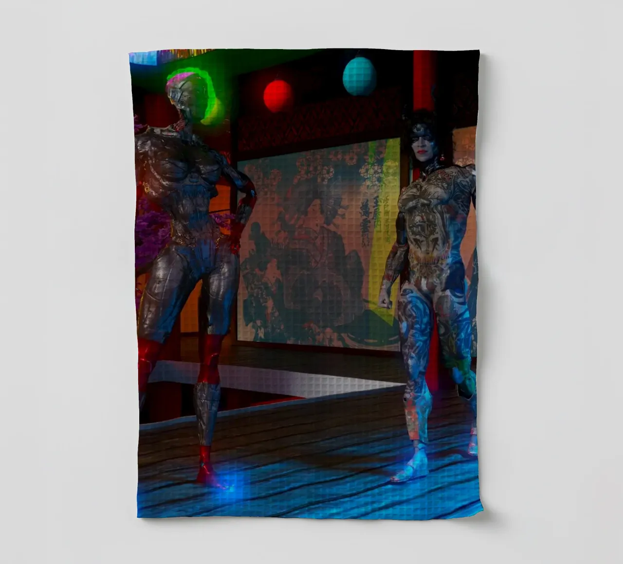 Cybele and Narcissus on the front page of Playboy's Halloween issue tea towel by the-witcher