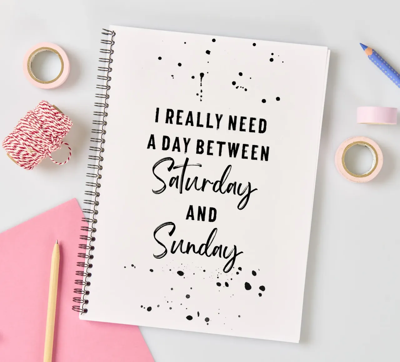 Day between Saturday and Sunday spiral notebook by Melanie Viola