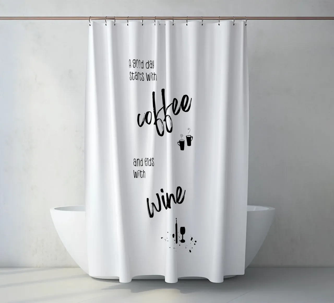 A good day starts with coffee and ends with wine tenda da doccia da Melanie Viola