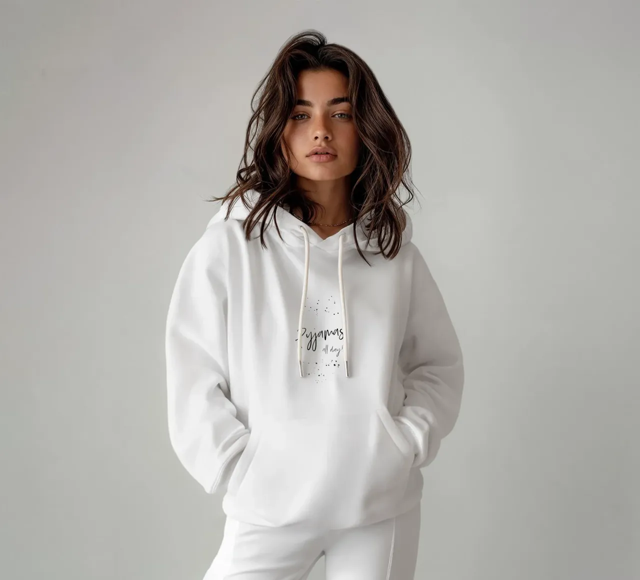 Text Art PYJAMAS ALL DAY felpa con cappuccio da Melanie Viola