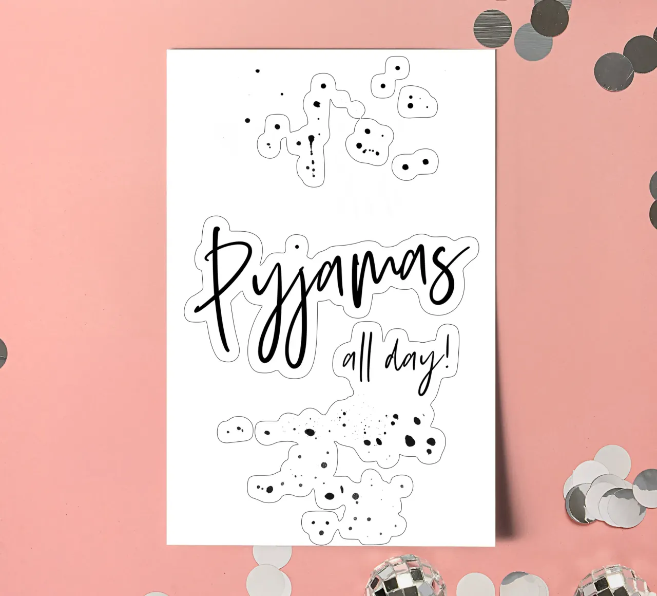 Text Art PYJAMAS ALL DAY foglio adesivo da Melanie Viola
