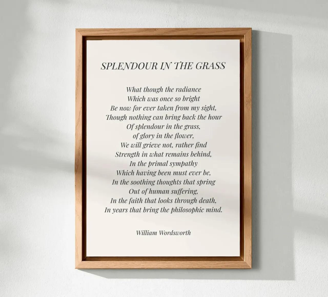 Splendour in the grass quote alu-dibond by Paigaam Studio