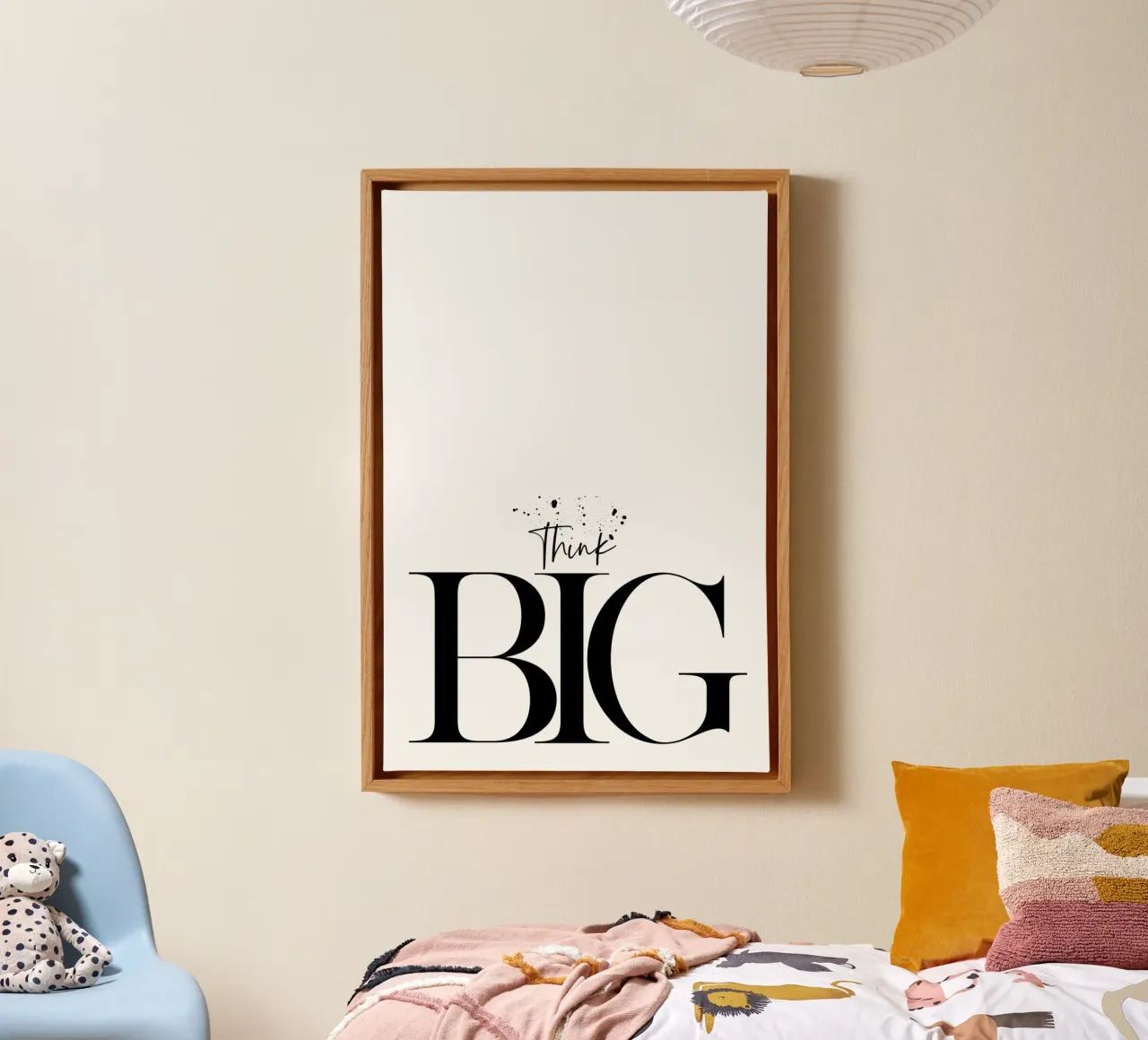 Text Art THINK BIG tela con Cornice a cassetta da Melanie Viola