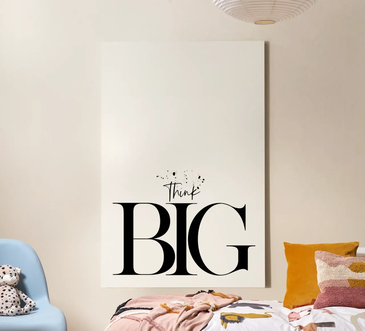 Text Art THINK BIG tela con Cornice a cassetta da Melanie Viola