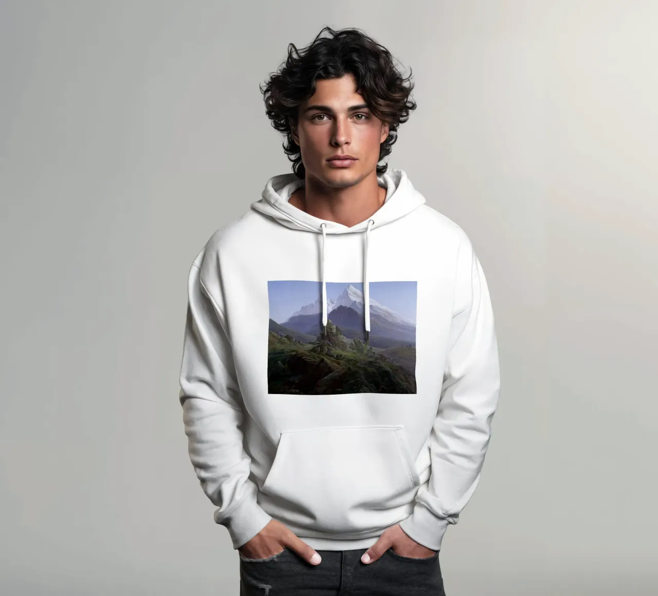 Caspar David Friedrich - Il Watzmann felpa con cappuccio da Timeless Artworks