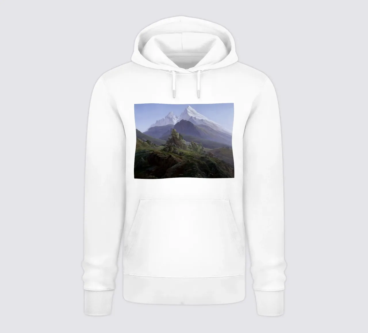 Caspar David Friedrich - Il Watzmann felpa con cappuccio da Timeless Artworks