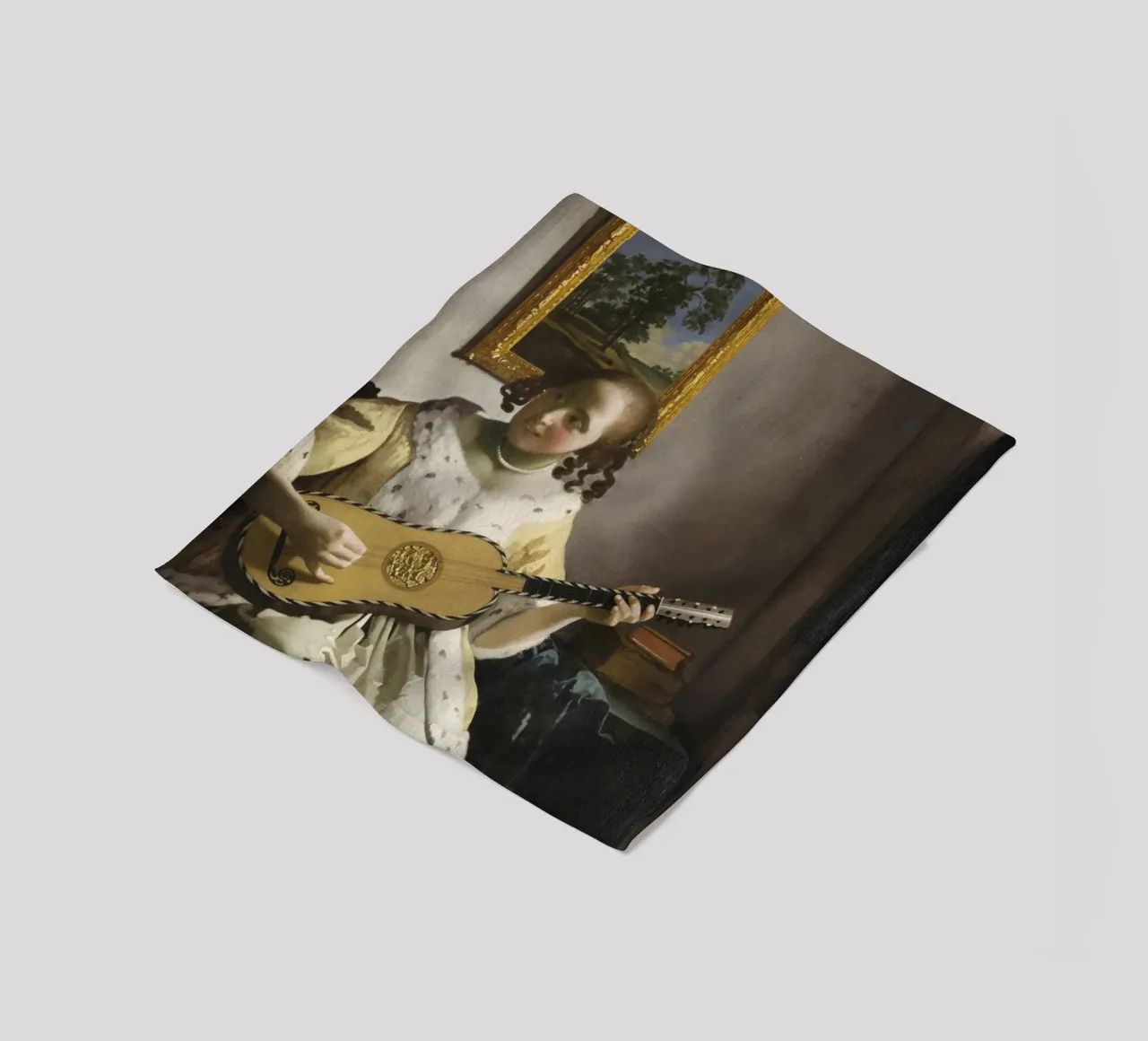 Johannes Vermeer - Il suonatore di chitarra (1672) coperta in pile da Timeless Artworks