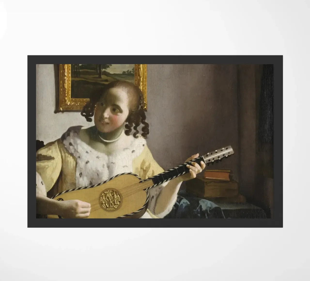 Johannes Vermeer - Il suonatore di chitarra (1672) zerbino da Timeless Artworks