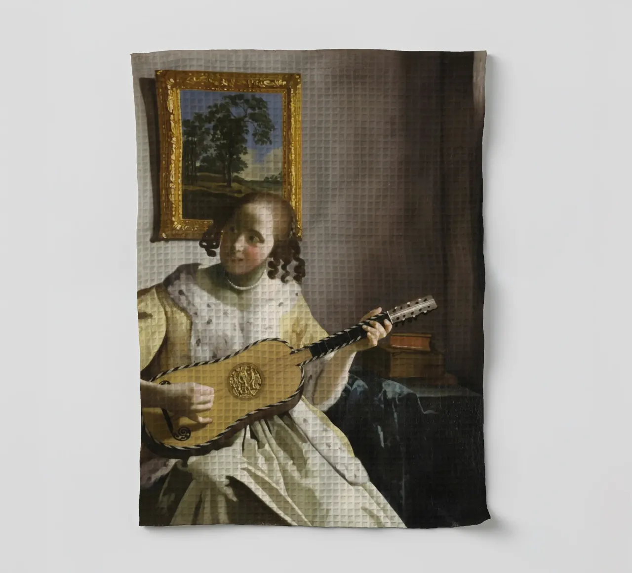 Johannes Vermeer - Il suonatore di chitarra (1672) canovaccio da cucina da Timeless Artworks