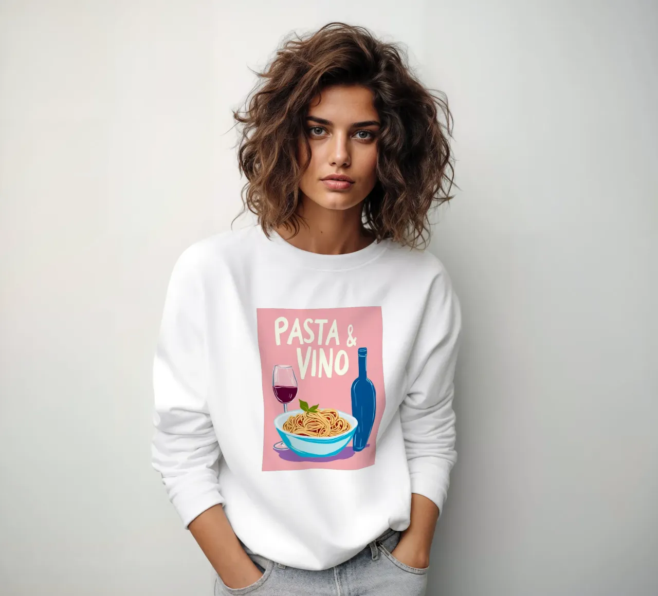 Amore per la pasta e il vino felpa da Carinaprint