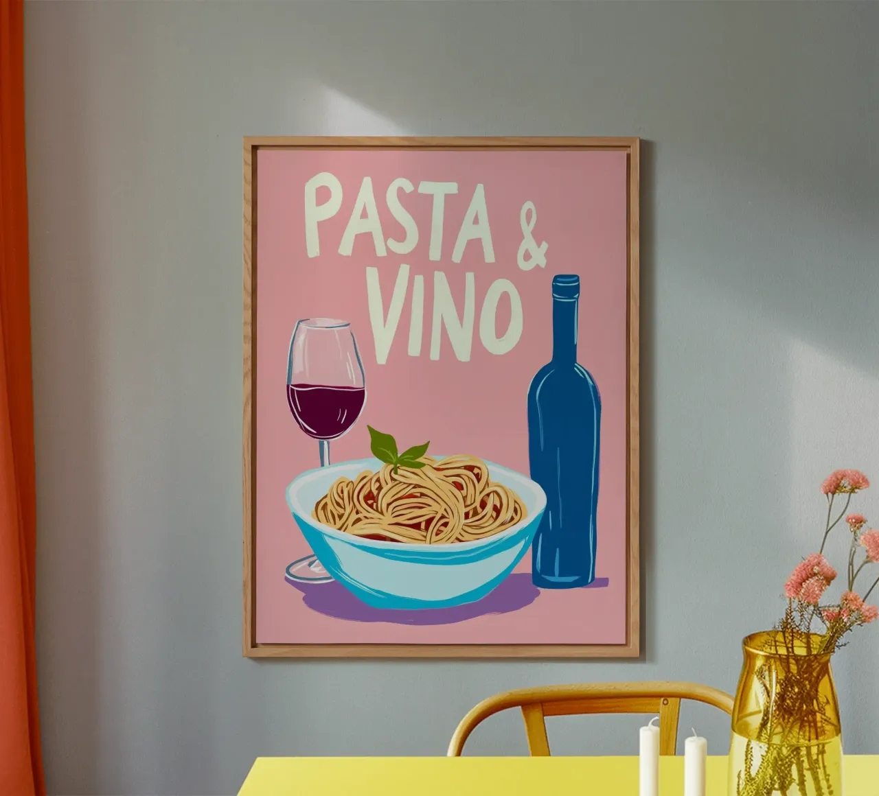 Pasta-Wein-Liebe Alu-Dibond von Carinaprint