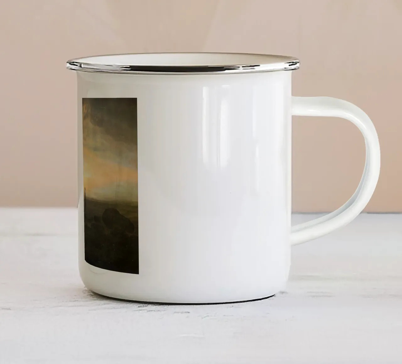 Caspar David Friedrich - Due uomini in riva al mare tazza in smalto da Timeless Artworks