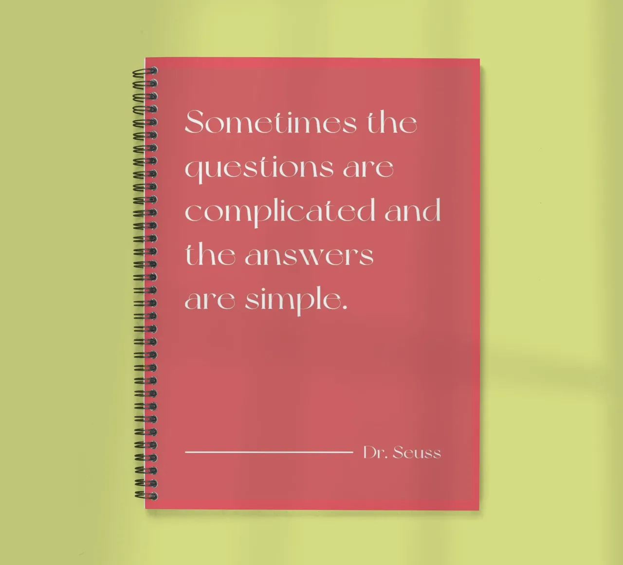 Sometimes the questions are complicated quote spiral notebook by Paigaam Studio