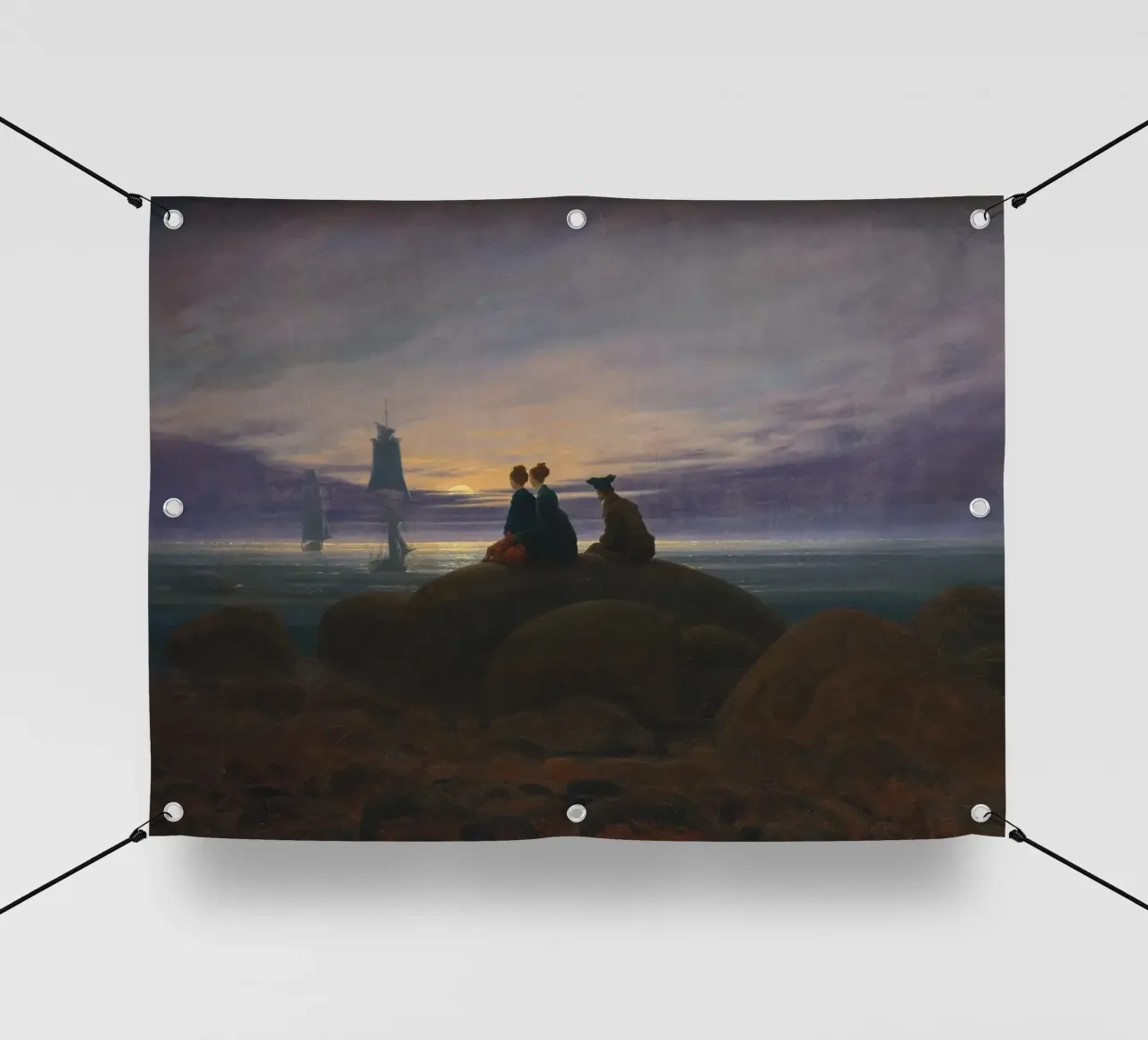 Caspar David Friedrich - Il sorgere della luna sul mare telo in pvc da Timeless Artworks