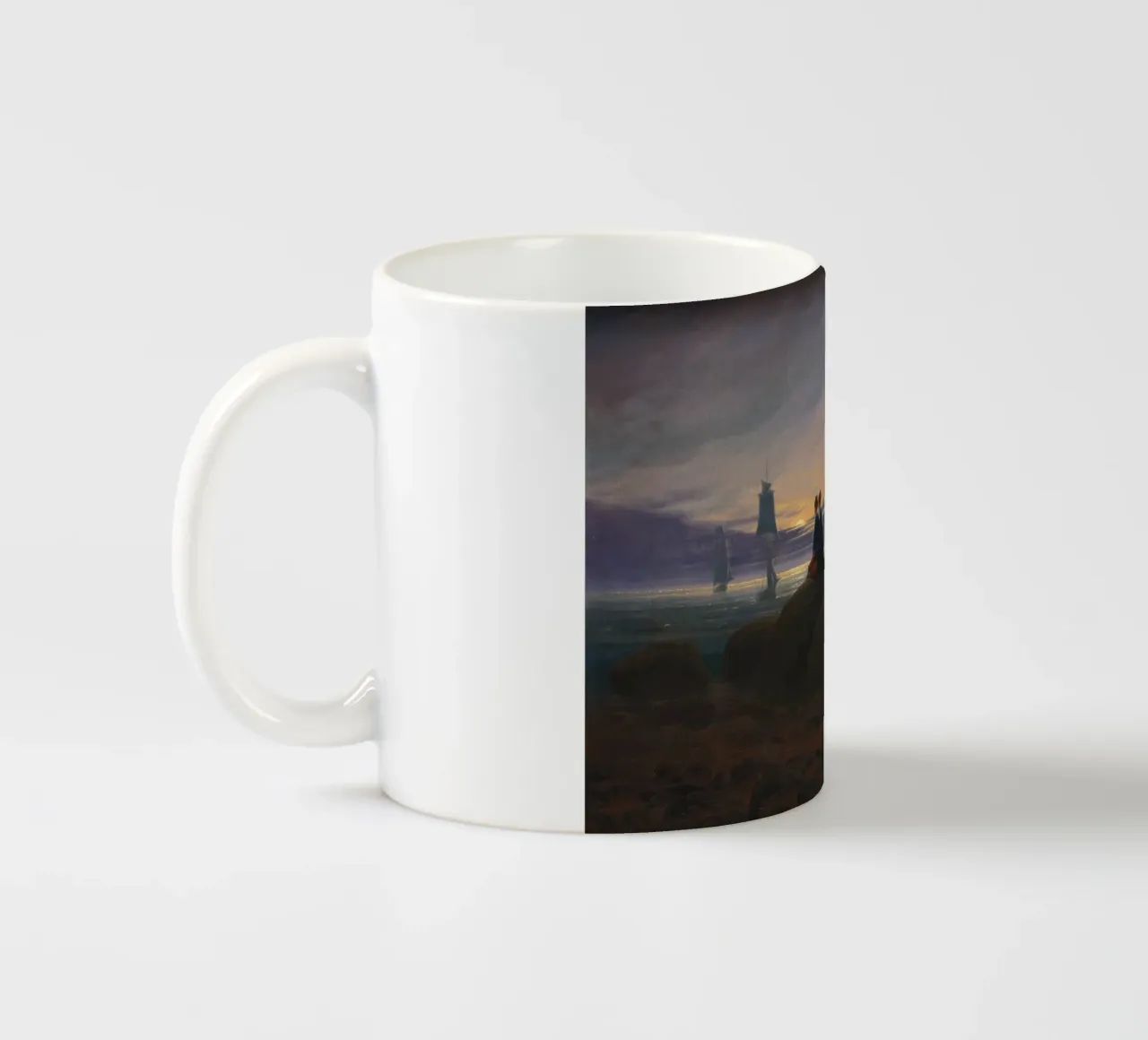 Caspar David Friedrich - Il sorgere della luna sul mare tazza in ceramica da Timeless Artworks