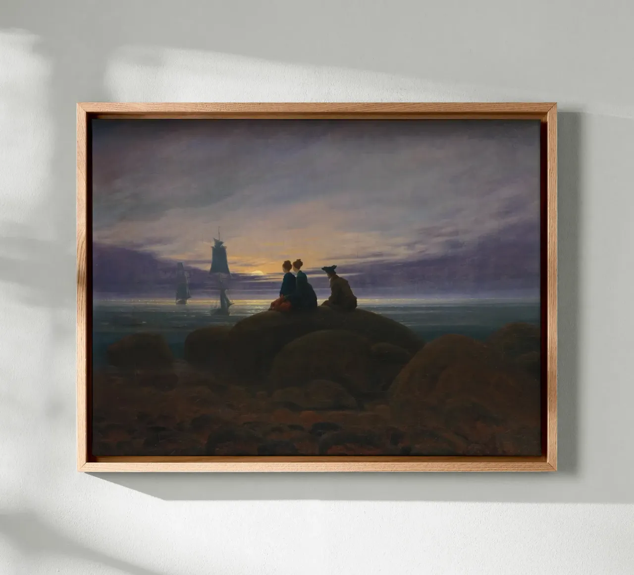 Caspar David Friedrich - Il sorgere della luna sul mare tela con Cornice a cassetta da Timeless Artworks