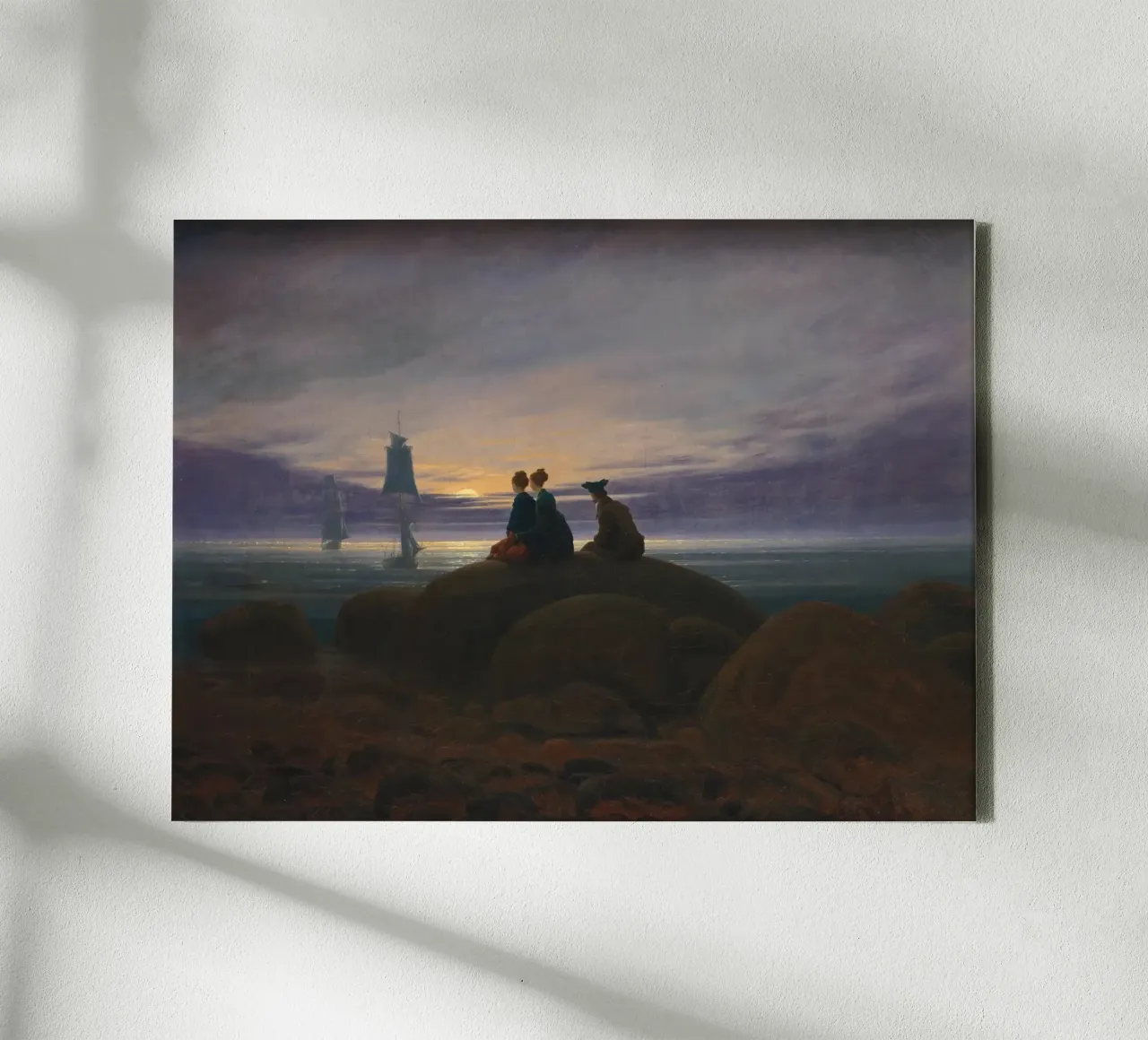 Caspar David Friedrich - Il sorgere della luna sul mare tela con Cornice a cassetta da Timeless Artworks