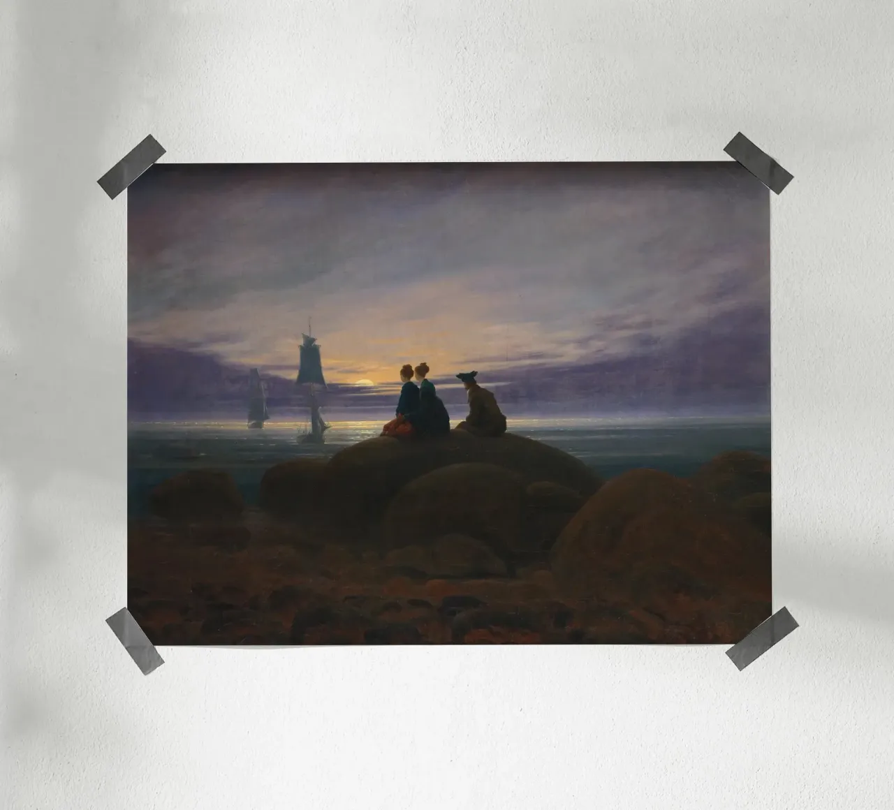 Caspar David Friedrich - Il sorgere della luna sul mare carta hahnemühle da Timeless Artworks