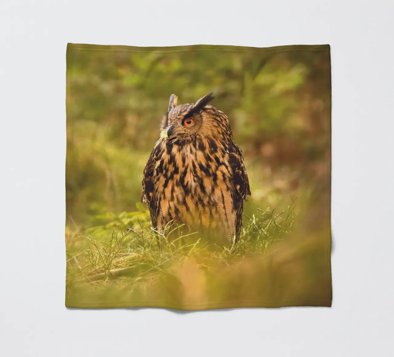 Eagle Owl fleece blanket by Dave Hare Photography