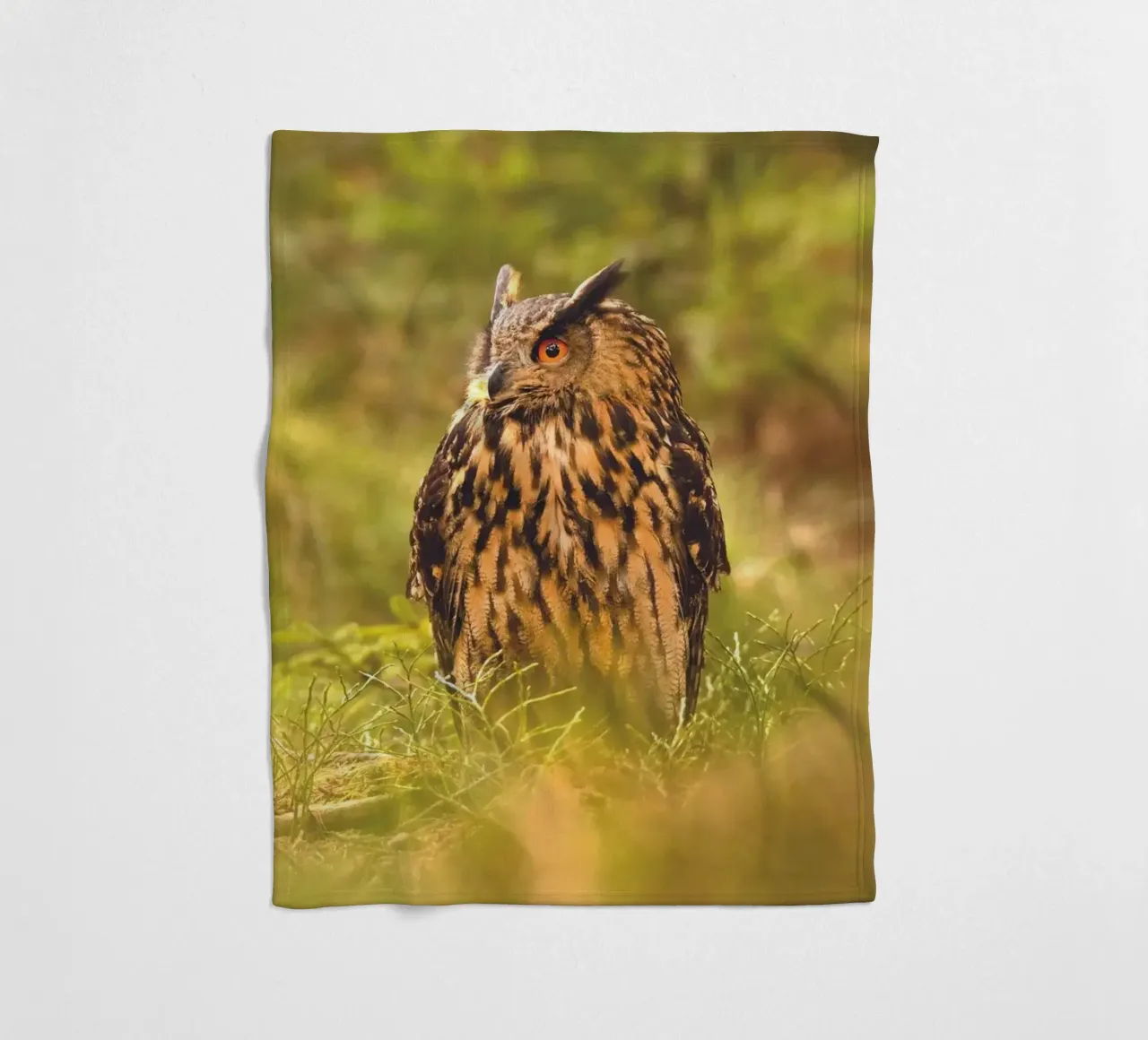Eagle Owl fleece blanket by Dave Hare Photography