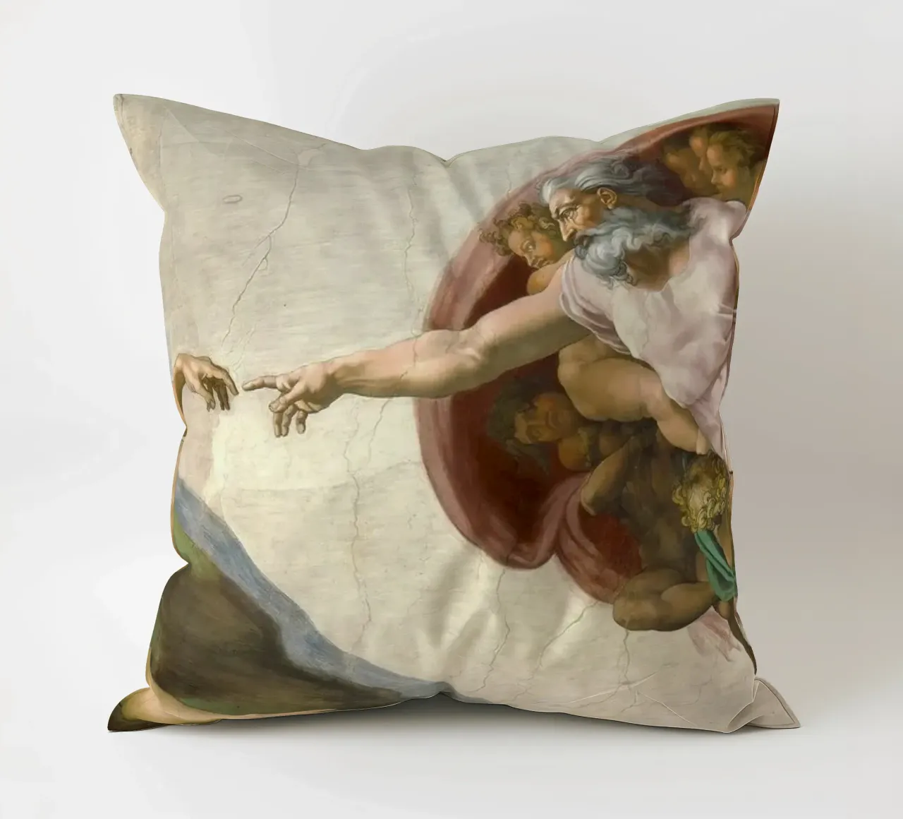 Michelangelo - Creation of Adam decorative cushion by Timeless Artworks