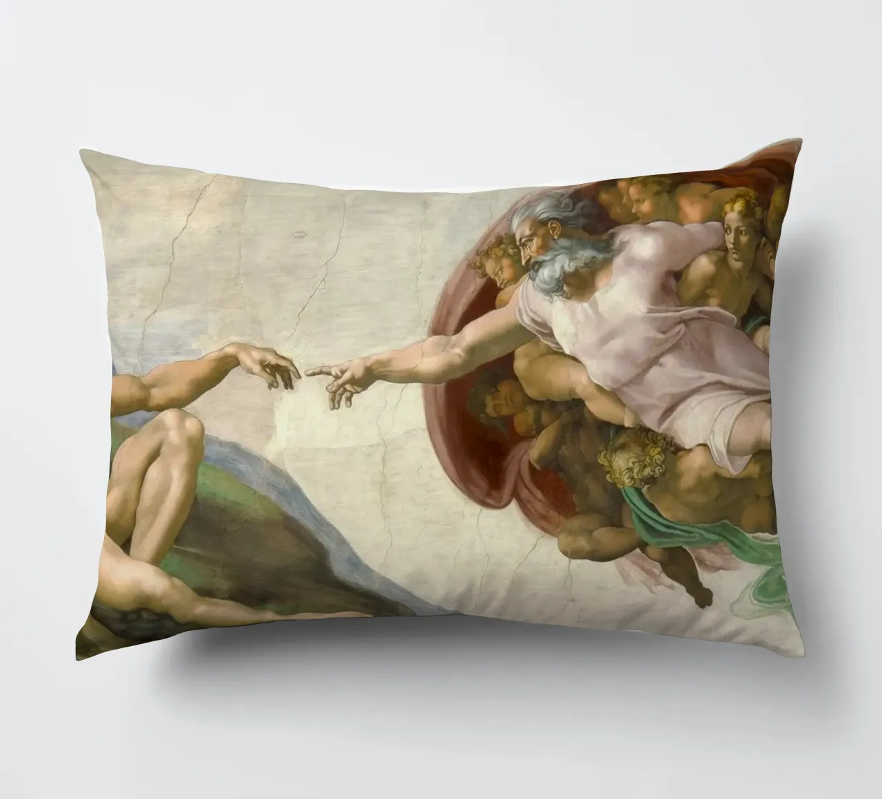 Michelangelo - Creation of Adam decorative cushion by Timeless Artworks