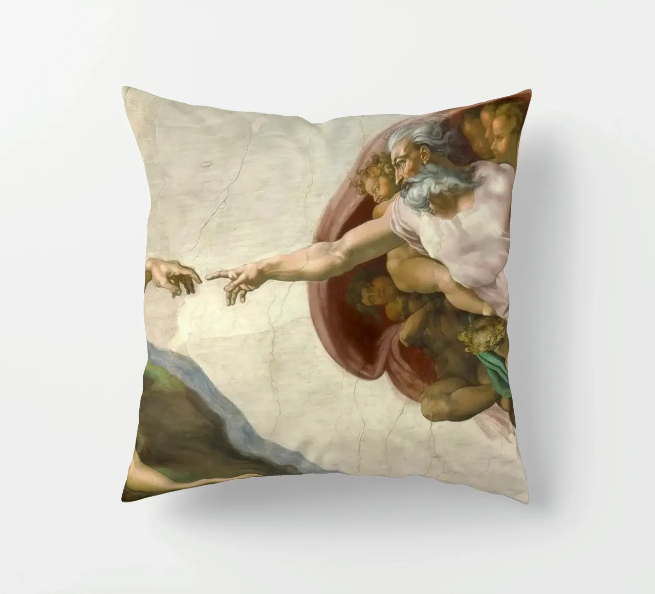 Michelangelo - Creation of Adam decorative cushion by Timeless Artworks