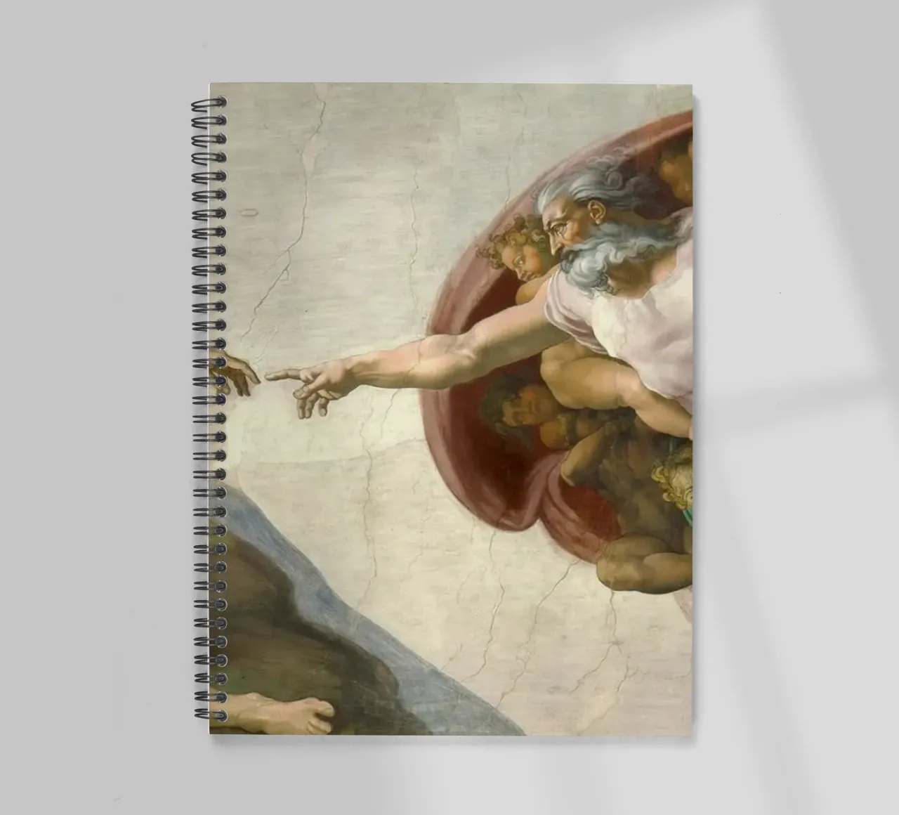 Michelangelo - Creation of Adam spiral notebook by Timeless Artworks